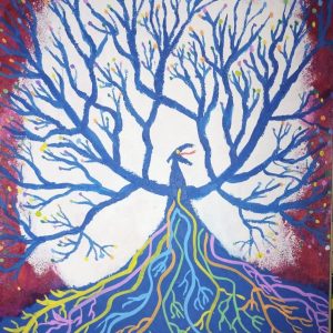 Tree screaming and gets color