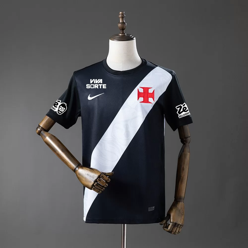 Vasco da Gama 2026 Hjemmedrakt Svart Hvit med sponsorer